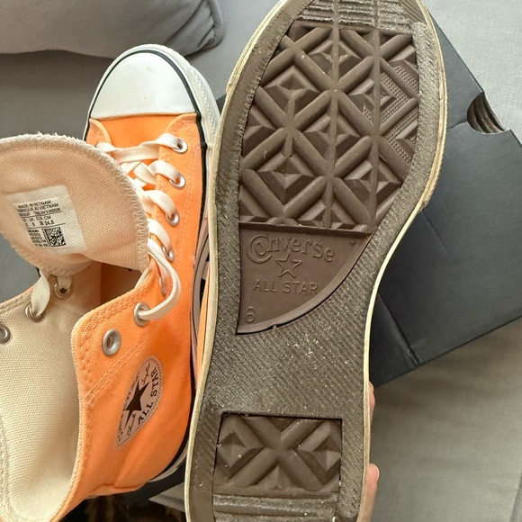 Converse High Top Platform Sneakers in Orange with White Accents - Picture 6 of 6